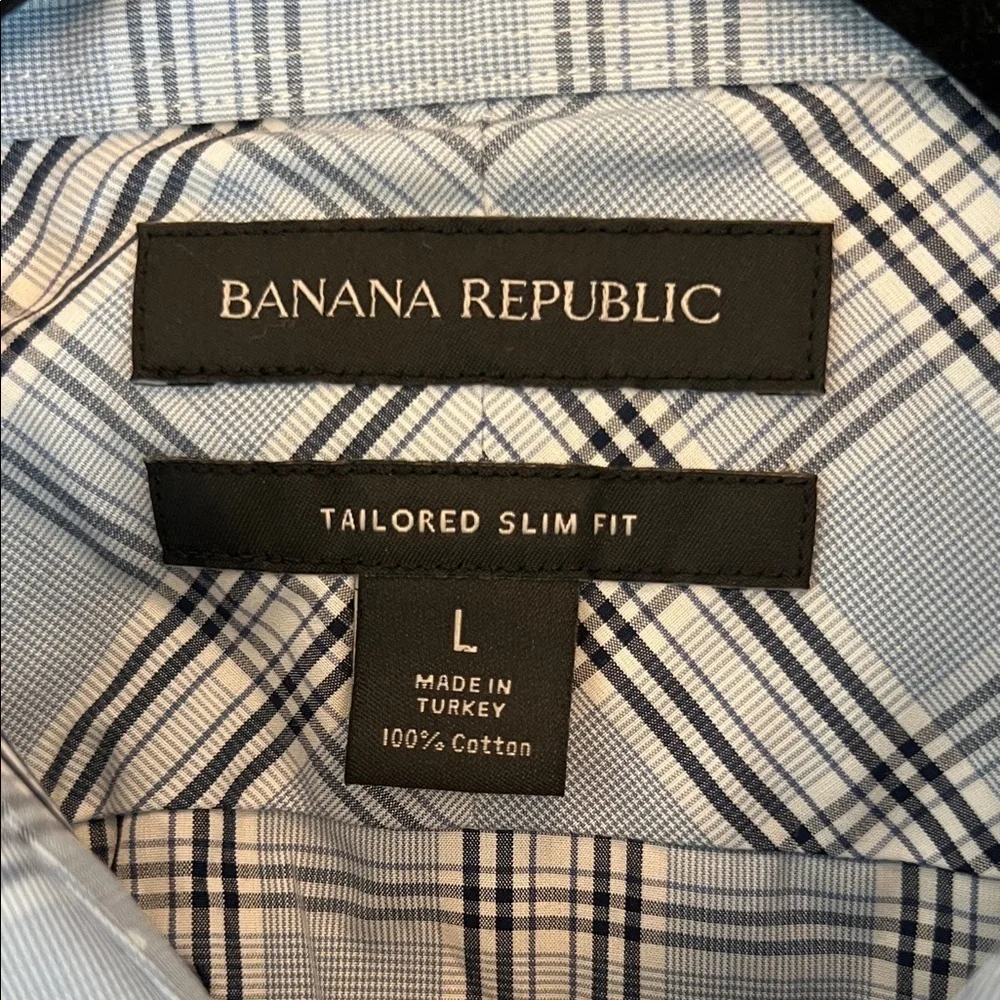 Banana Republic Light Blue Checkered Shirt